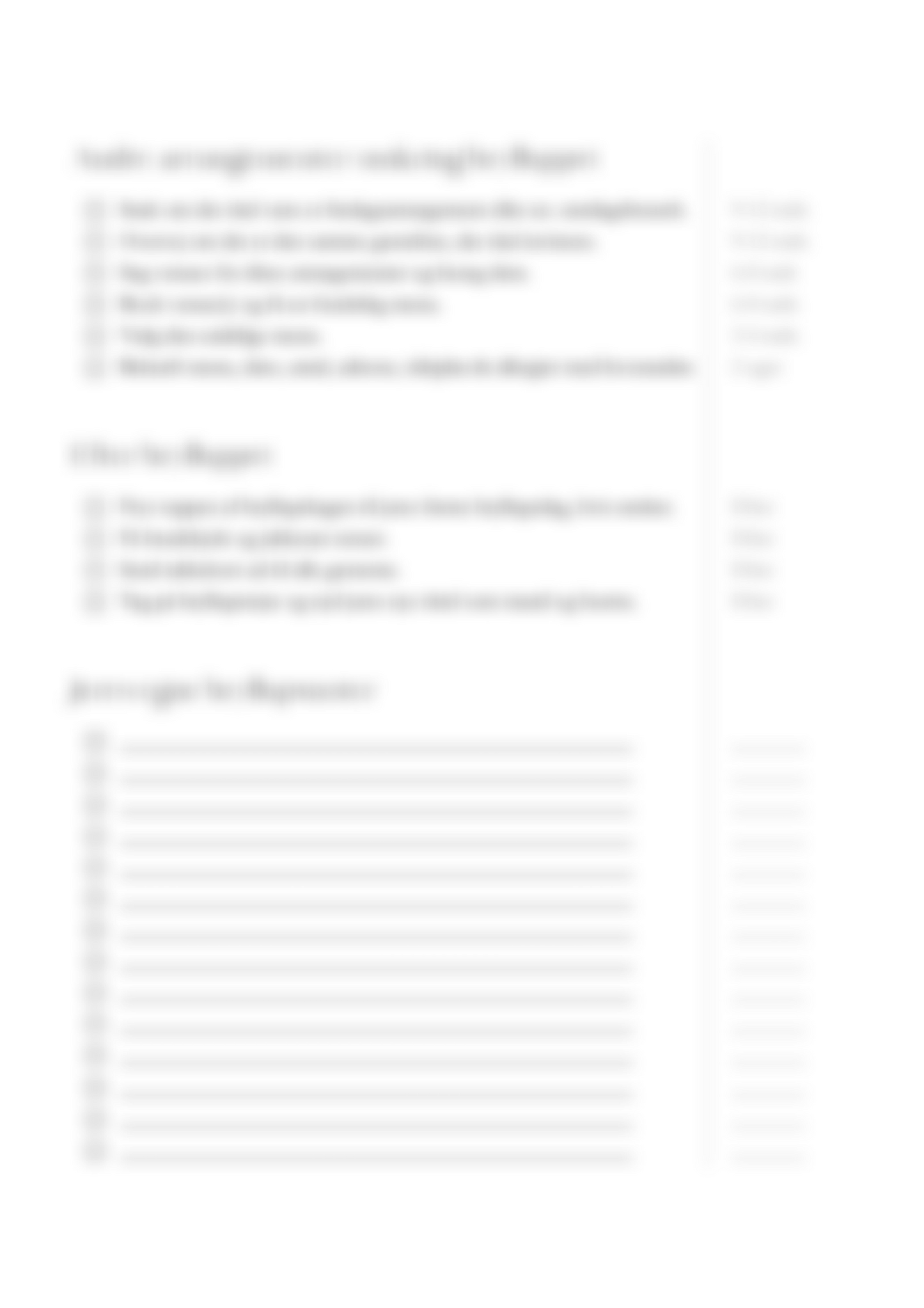 Checkliste til bryllupsplanlægningen